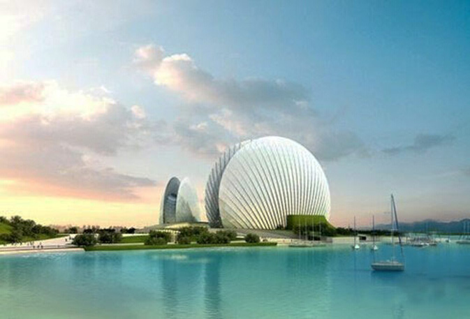 珠海歌剧院封顶 海岛"小贝壳"2015年投入使用
